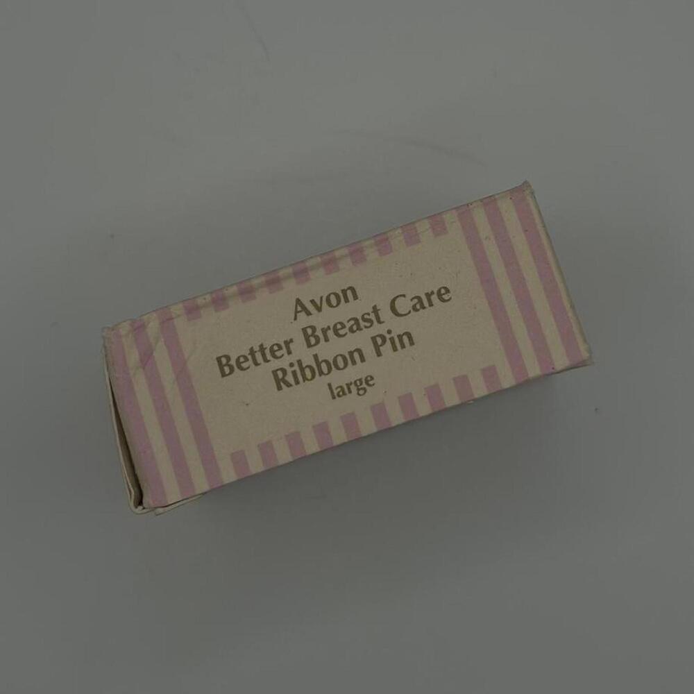 Vintage Avon 1993 Better Breast Care Pink Ribbon Pin –Gold Rose Brooch in Box - Picture 3 of 4